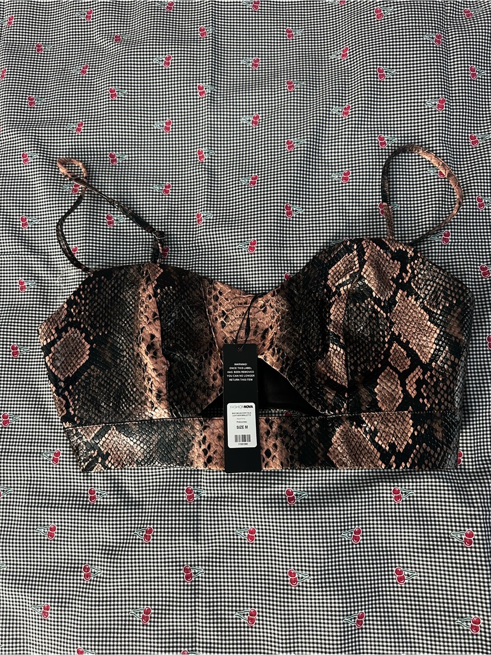 Fashion Nova Pink Snake-Print Bustier Crop Top